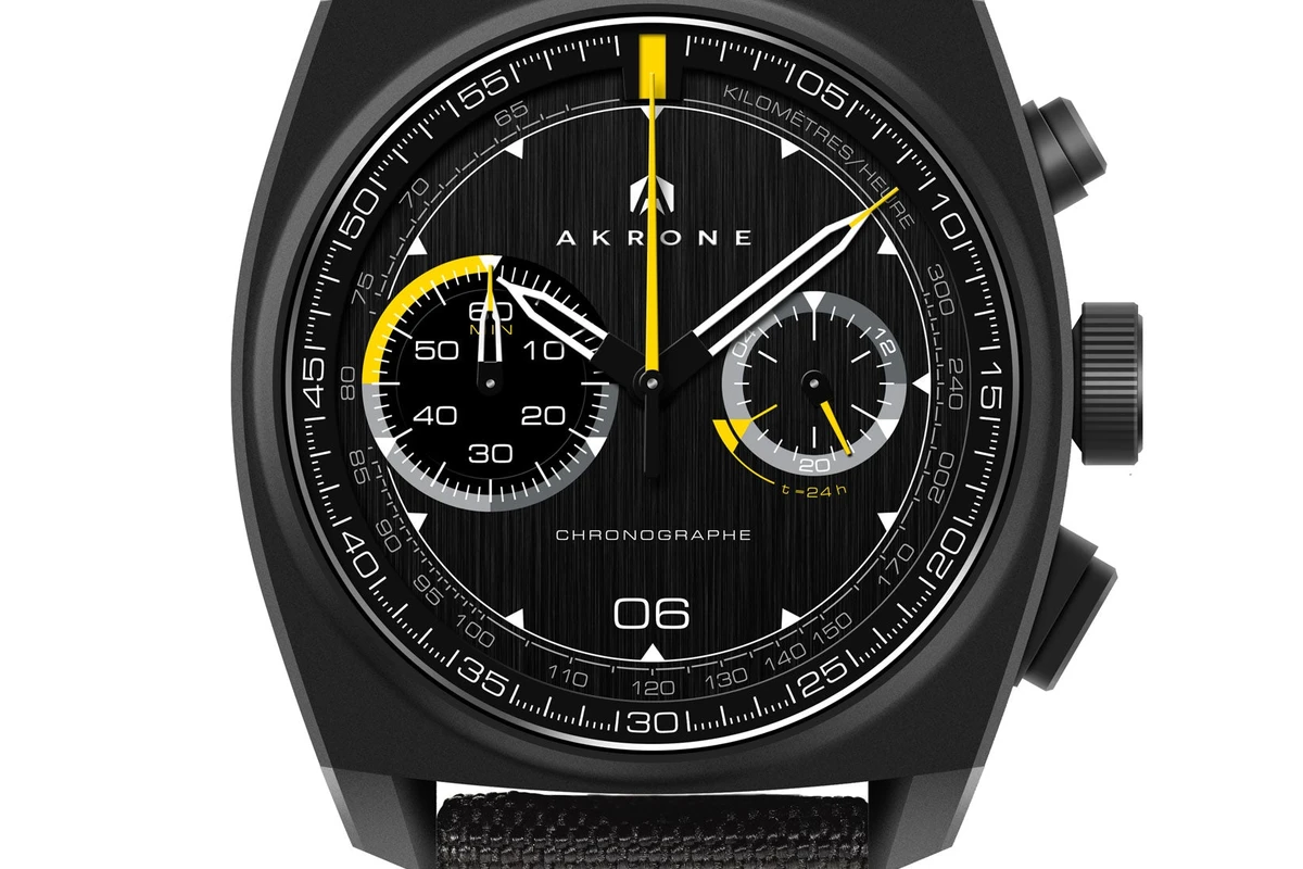 Akrone S-05 Noire-Jaune montre chronographe militaire d'aviation tactique